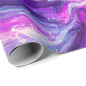 パープル、ブルー、ピンクの大理石の流体アート誕生日 ラッピングペーパー (ロールコーナー)