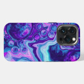 パープル、ブルー、ピンクの大理石《写真》ぼけ味流体アート iPhoneケース (裏面横)
