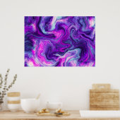 パープル、ブルー、ピンクの流体アート ポスター (キッチン)