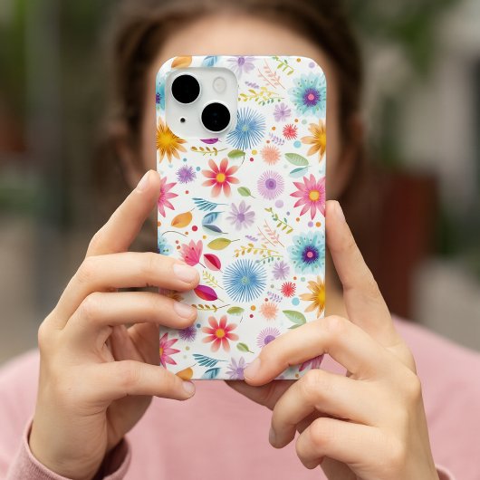 パープル ブルー ピンク ボホ フラワー Case-Mate iPhoneケース