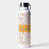 パープル ブルー レッド 水彩モノグラム 名前 ウォーターボトル (背面)