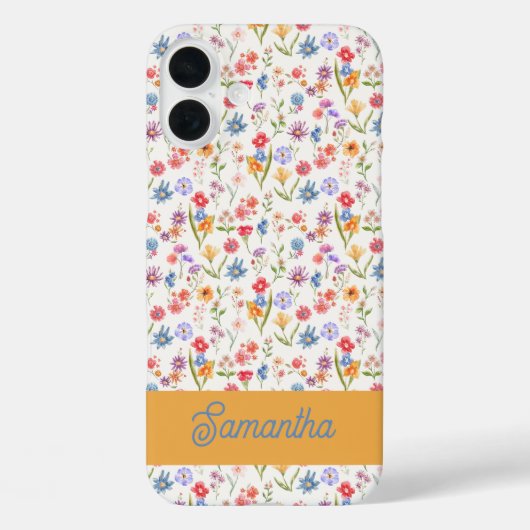 パープル ブルー レッド 水彩モノグラム 名前 Case-Mate iPhoneケース (裏面)
