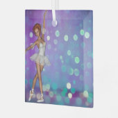 パープル&ブルー《写真》ぼけ味背景&バレリーナ ガラスオーナメント (正面左)