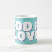 パープル&ブルー「神は愛」クリスチャン引用文 コーヒーマグカップ (中央)