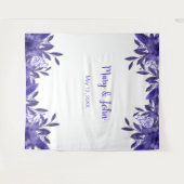 パープル ブルー 花 植物 ウェディング フォト 背景 タペストリー (正面(横))