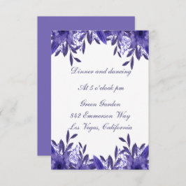 パープル ブルー 花 植物 ウェディング レセプション カード
