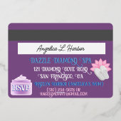 パープル&ブルーVIPクガーリーレジットカードスパパーティー 箔招待状 (裏面)