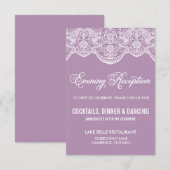 パープル ブロケードレース 結婚式 披露宴 招待状 (正面/裏面)
