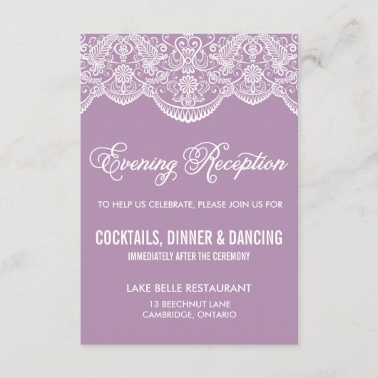 パープル ブロケードレース 結婚式 披露宴 招待状 (正面)