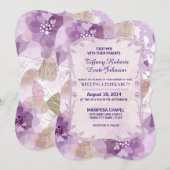 パープル ブロッサムス フラワーの結婚式招待状 招待状 (正面/裏面)