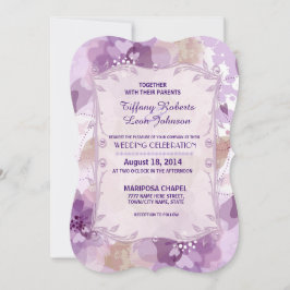 パープル ブロッサムス フラワーの結婚式招待状 招待状