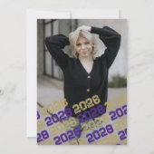 パープル&ブロンズ卒業2写真サンキューカード 招待状 (裏面)