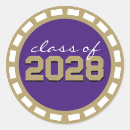 パープル & ブロンズ ゴールド フィルムストリップ 卒業 ラウンドシール