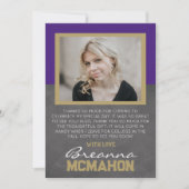 パープル&ブロンズ 卒業式2枚の写真を使った感謝カード 招待状 (正面)