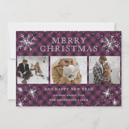 パープル プライド スノーフレーク フォト コラージュ シーズンカード (正面)