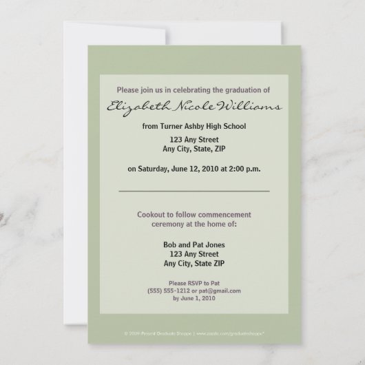 パープル·プレイ名門私立校風のド·カスタム卒業発表 招待状 (裏面)