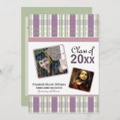 パープル·プレイ名門私立校風のド·カスタム卒業発表 招待状 (正面/裏面)