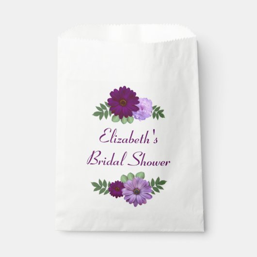 パープル ペオニー フラワーブライダルシャワー フェイバーバッグ (正面)