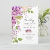 パープル·ペニーズ·フローラ·バースデー·パーティーの招待 招待状 (スタンド正面)