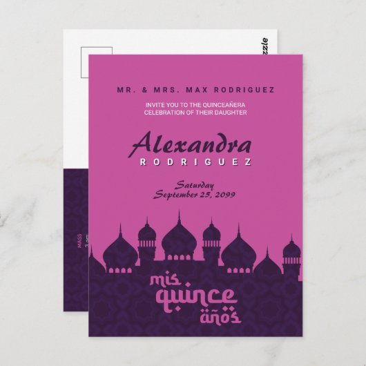 パープル&ホットピンクアラビアンナイツキンセアニラ ポストカード (正面/裏面)