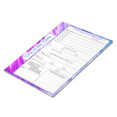 パープル、ホットピンク、ブルー5プラス1食事トラッカー ノートパッド (アングル)