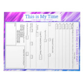 パープル、ホットピンク、ブルー5プラス1食事トラッカー ノートパッド (正面)