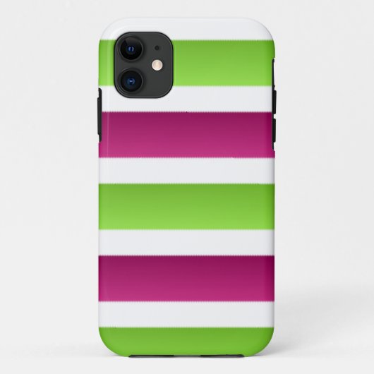 パープル/ホワイトとグリーンのストライプ Case-Mate iPhoneケース (裏面)