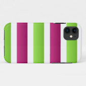 パープル/ホワイトとグリーンのストライプ Case-Mate iPhoneケース (裏面(横))