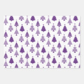 パープル&ホワイトのクリスマスツリーデザイン ラッピングペーパーシート (正面2)