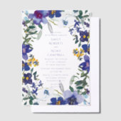 パープル&ホワイトオーキッド結婚フローラ ベラム紙招待状 (オフセット)