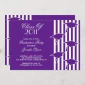パープル&ホワイトグラッドハッツ卒業招待状 招待状 (正面/裏面)