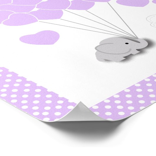 パープル,ホワイトグレーエレファントベビーシャワー2 – ゲスト ポスター (角)