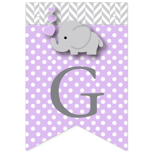 パープル、ホワイトグレー🐘エレファントベビー – バプティズム バンティングフラッグ (第2の旗)