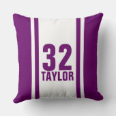 パープル&ホワイトストライプのスポーツジャージー装飾用クッション クッション (裏面)