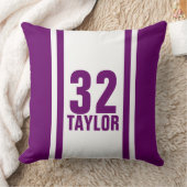 パープル&ホワイトストライプのスポーツジャージー装飾用クッション クッション (ブランケット)