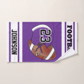 パープル&ホワイトストライプサッカージャージー ハンドタオル (ハンドタオル)