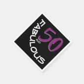 パープル&ホワイトタイポグラフィ50と素晴らしい誕生日 スタンダードカクテルナプキン (角)