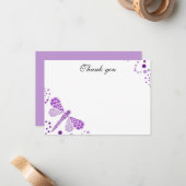 パープル&ホワイトドラゴンフライフラットありがとうご注意 ノートカード (正面/裏面インサイチュ)
