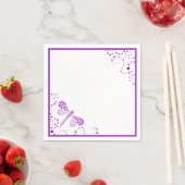 パープル&ホワイトドラゴンフライポインティリリスカスタムム スタンダードカクテルナプキン (インサイチュ)