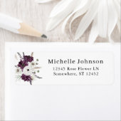 パープル&ホワイトフローラ差出人住所 ラベル (インサイチュ)