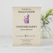 パープル＋ホワイトミイラのヴィンテージ・ハロウィン 招待状 (スタンド正面)
