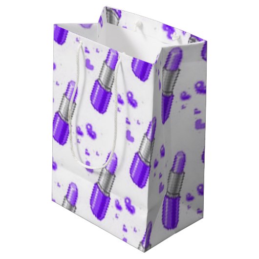 パープル&ホワイトリップスティック恋人抱き枕 ミディアムペーパーバッグ (裏面アングル)