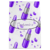 パープル&ホワイトリップスティック恋人抱き枕 ミディアムペーパーバッグ (正面)