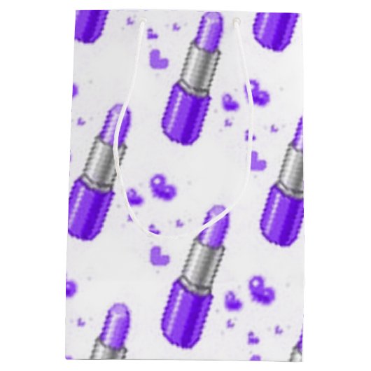 パープル&ホワイトリップスティック恋人抱き枕 ミディアムペーパーバッグ (裏面)