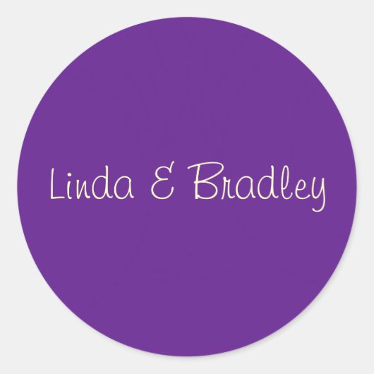 パープル&ホワイト結婚式の引き出物ステッカー ラウンドシール (正面)