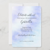 パープル ホワイト アクア ブルー タイダイ  招待状 (正面)