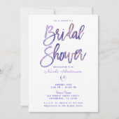 パープル ホワイト ゴールド マーブル シック グラム ブライダル シャワー 招待状 (正面)