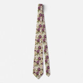 パープル+ホワイト フラワープリント ネクタイ (正面)
