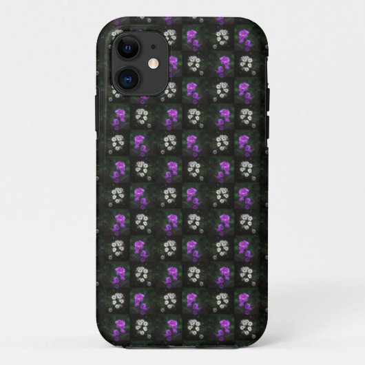 パープル&ホワイト フローラル Case-Mate iPhoneケース (裏面)