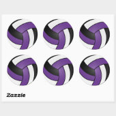 パープル・ホワイト・ブラックのバレーボール ラウンドシール (シート)